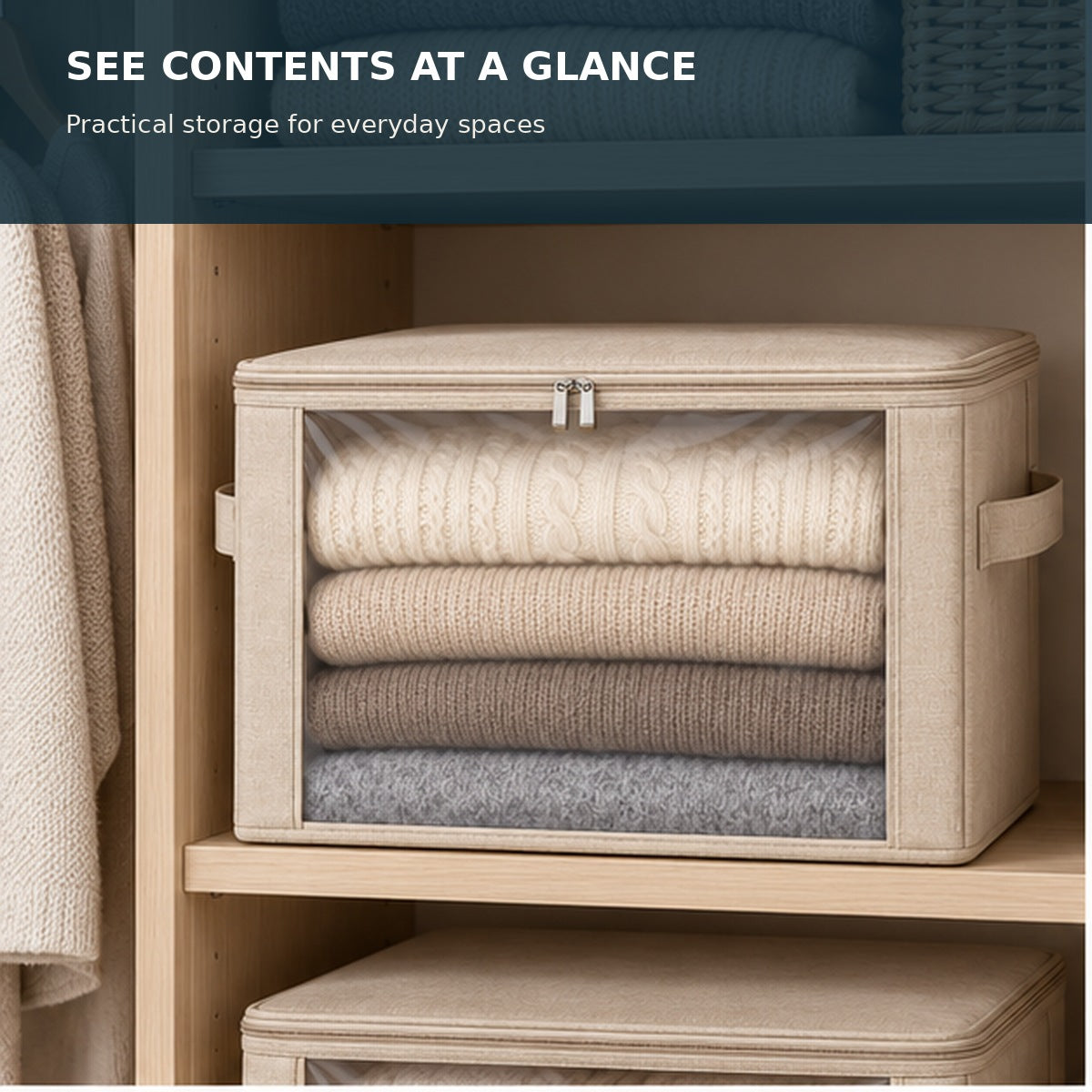 Clear-Front Sweater Storage Bin