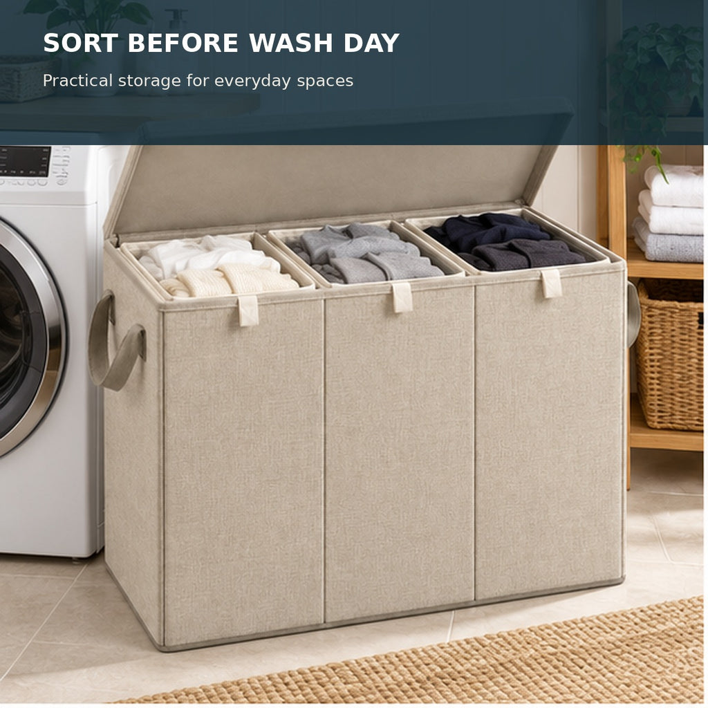Triple-Section Laundry Hamper