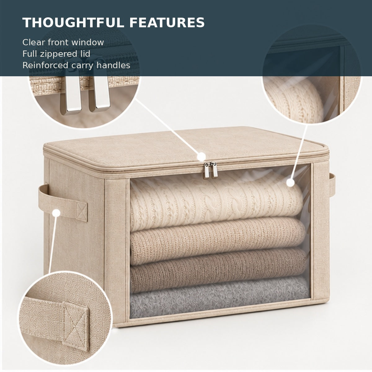 Clear-Front Sweater Storage Bin