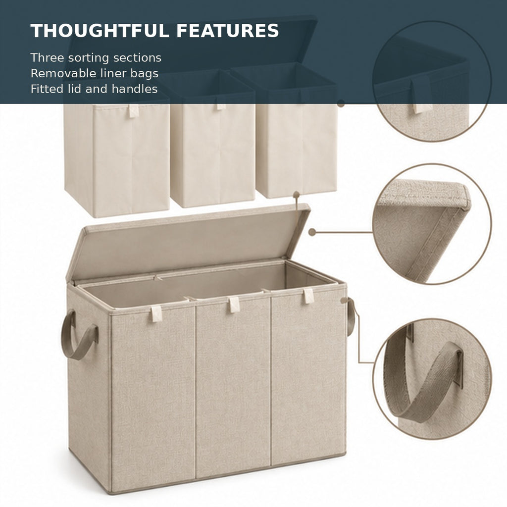 Triple-Section Laundry Hamper