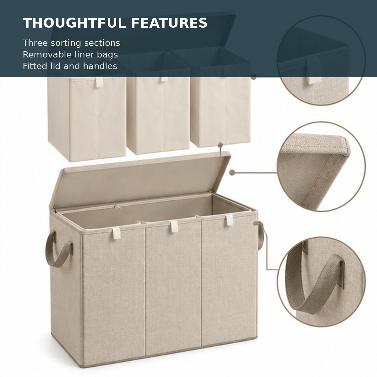 Triple-Section Laundry Hamper
